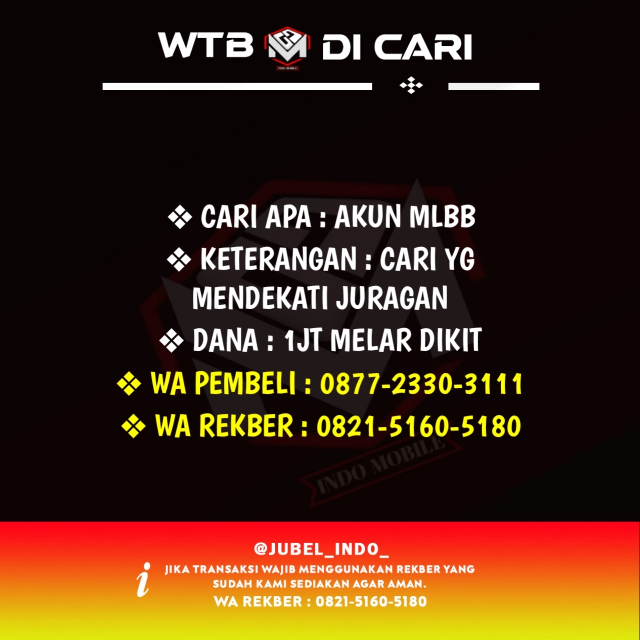 CARI AKUN ML #ML2332