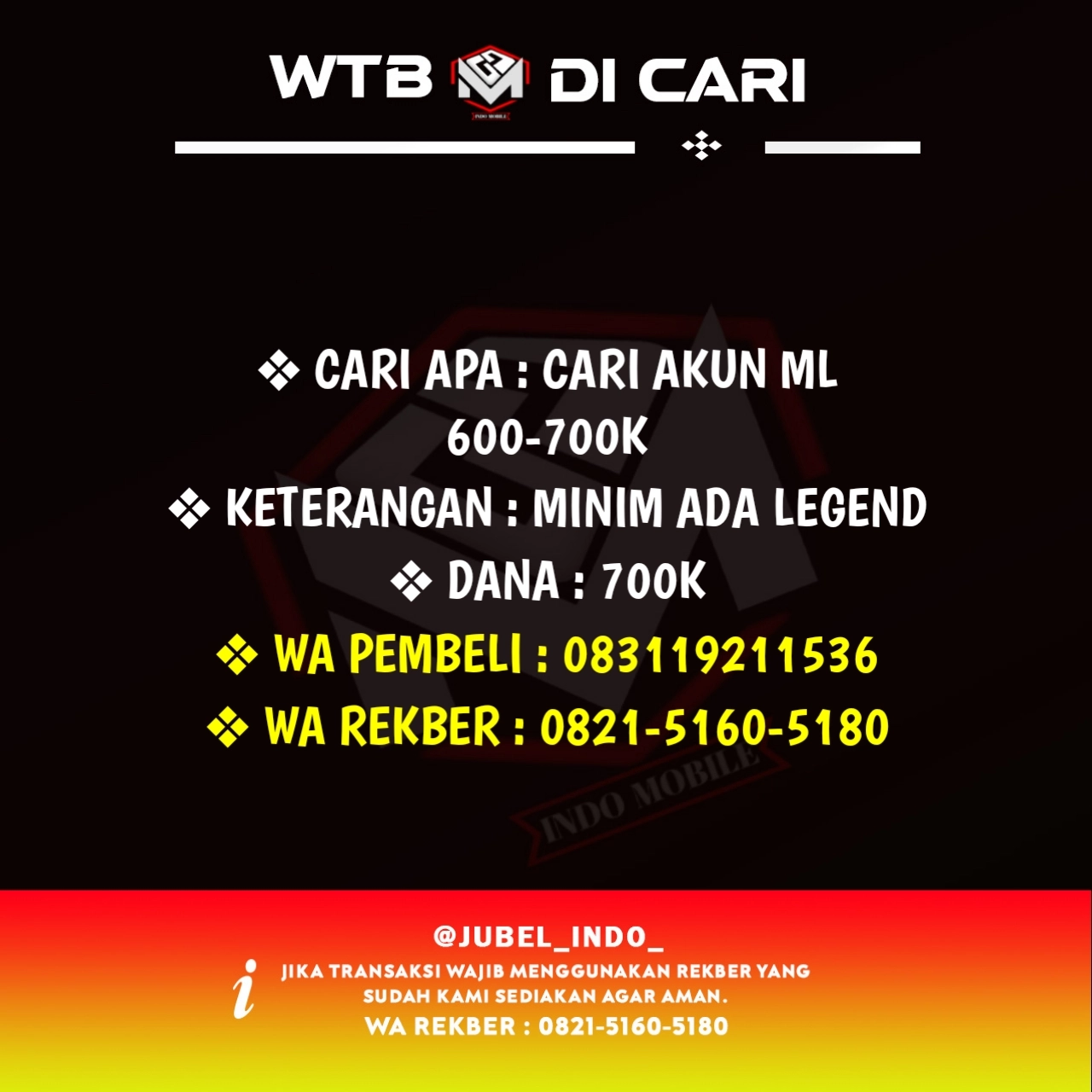 CARI AKUN ML #ML4082