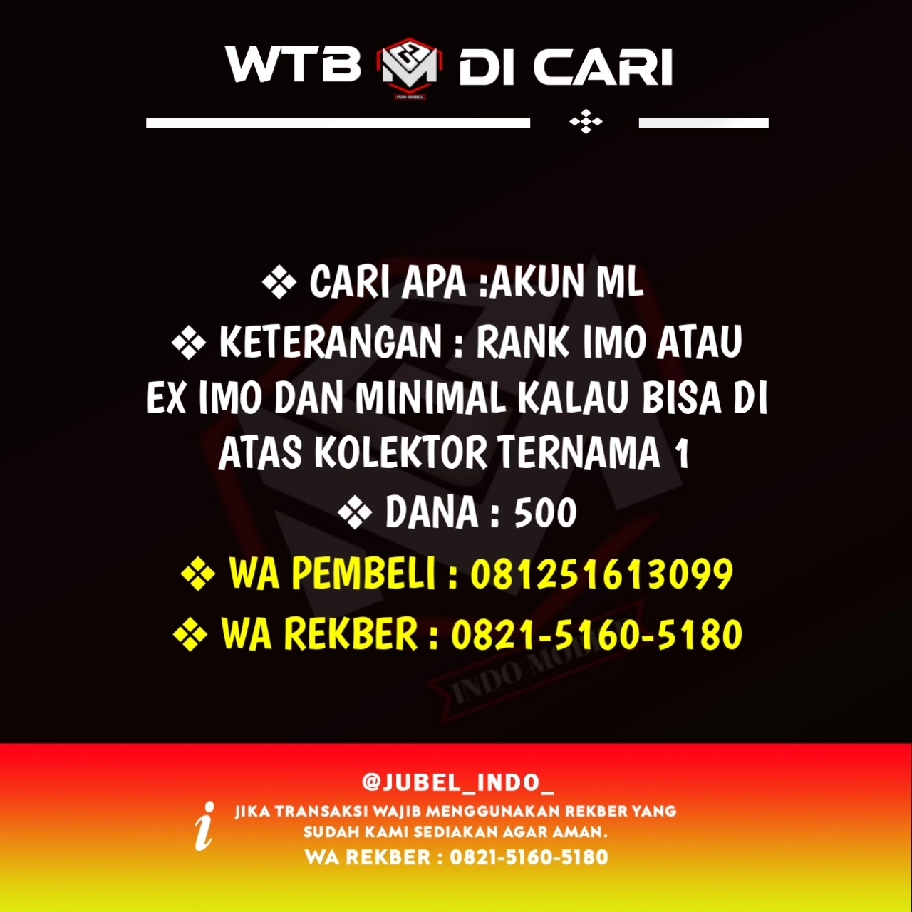 CARI AKUN ML #ML4217