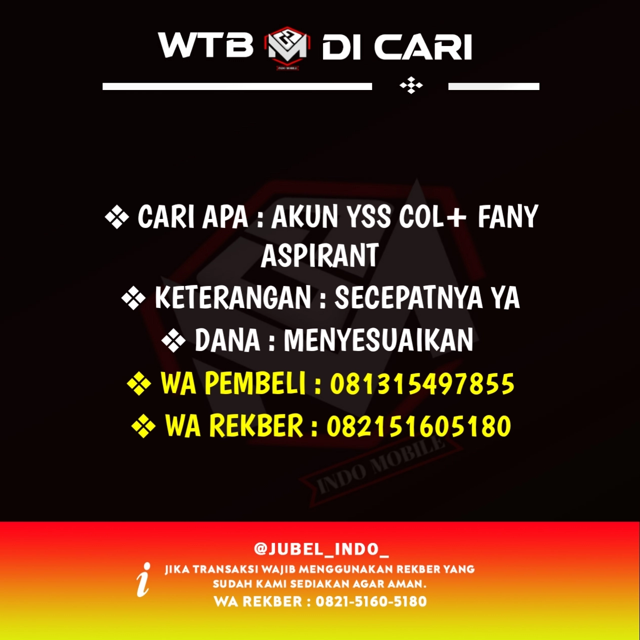 CARI AKUN ML #ML6327