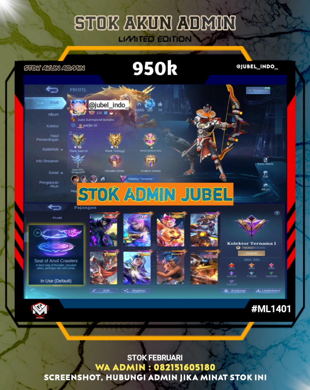 STOK ADMIN #ML1401